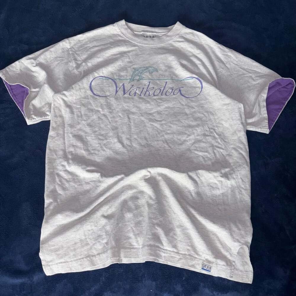 Gear For Sports Hyatt Waikoloa T-Shirt Size L Gray Purple Dolphin
